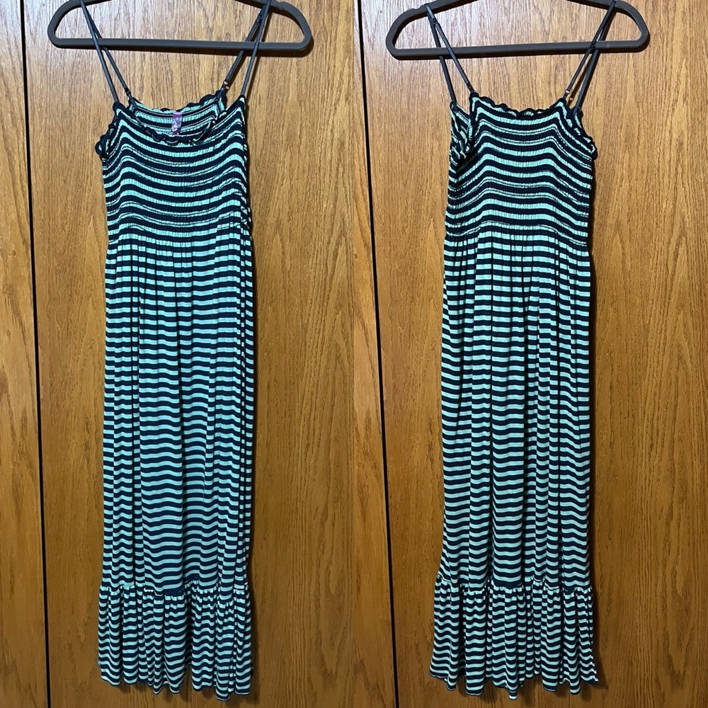 Lani Blue & Green Striped Maxi Dress